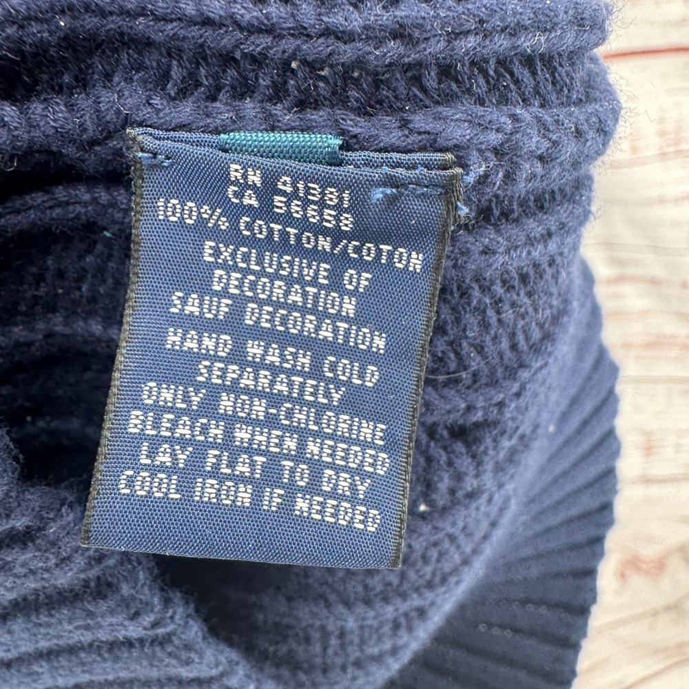 Ralph Lauren Sweater Womens Large Navy Blue Cable Knit V-Neck Casual Preppy - Picture 9 of 11